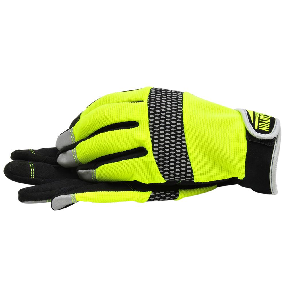 Black Canyon Outfitters Safety Work Gloves Hi-Vis Hi-Dex Leather w Neoprene Padding  Large. Picture 1