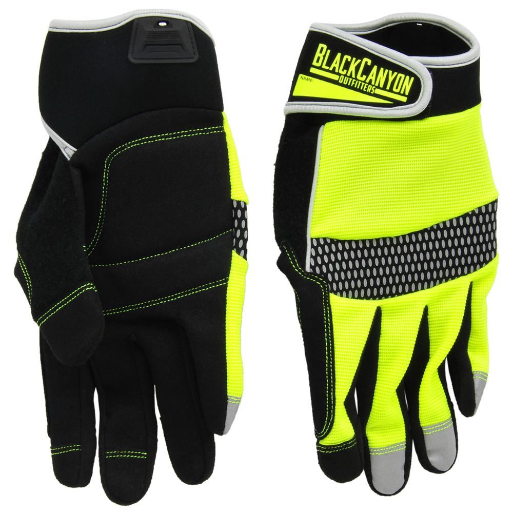 Black Canyon Outfitters Safety Work Gloves Hi-Vis Hi-Dex Leather w Neoprene Padding  Large. Picture 2