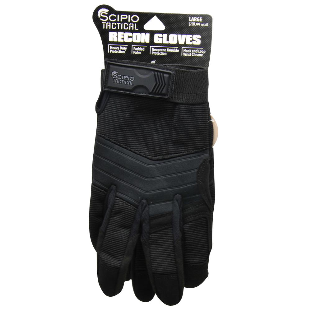Scipio Tactical Recon Gloves BHG632L Glove Protection Impact-Resistant Tactical Work Gloves w Padded Palms Touchscreen Compatible - Black. Picture 1