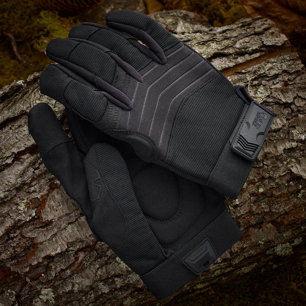 Scipio Tactical Recon Gloves BHG632L Glove Protection Impact-Resistant Tactical Work Gloves w Padded Palms Touchscreen Compatible - Black. Picture 5