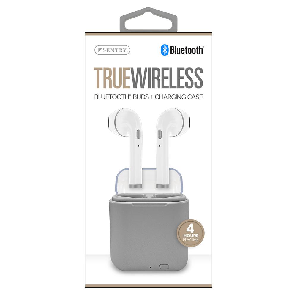 TRUE WIRELESS EARBUDS W CHRGE CASE GREY. Picture 1