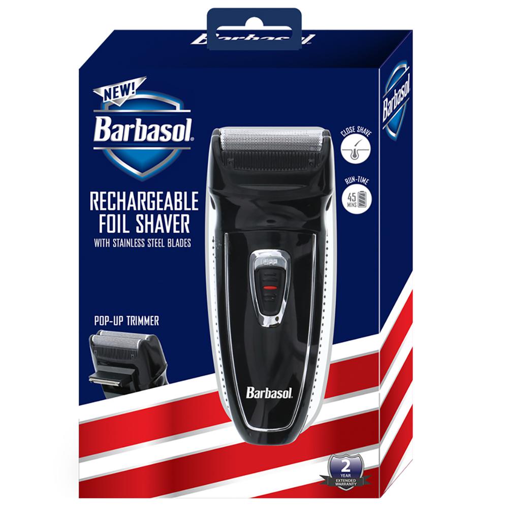 Barbasol Mens Rechargeable Electric Foil Shaver and Pop Up Trimmer - Black. Picture 6