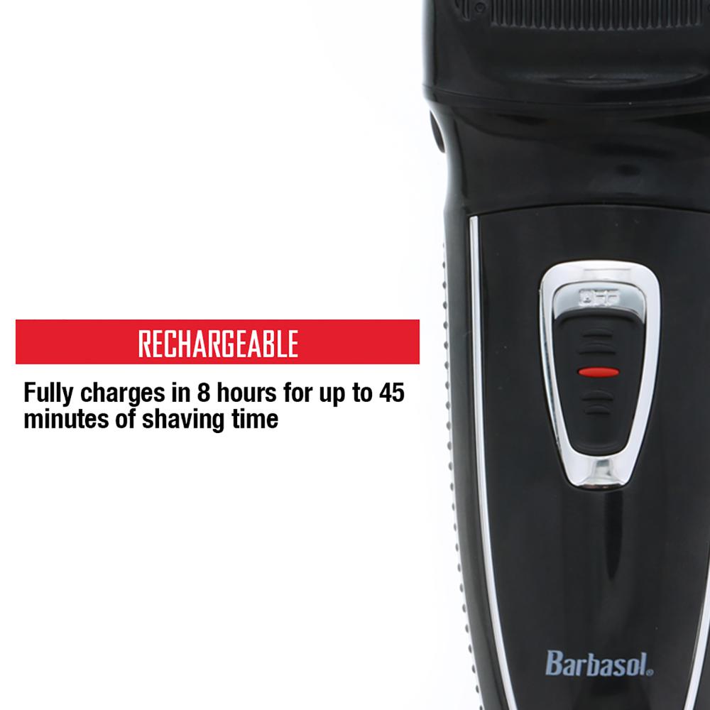 Barbasol Mens Rechargeable Electric Foil Shaver and Pop Up Trimmer - Black. Picture 5
