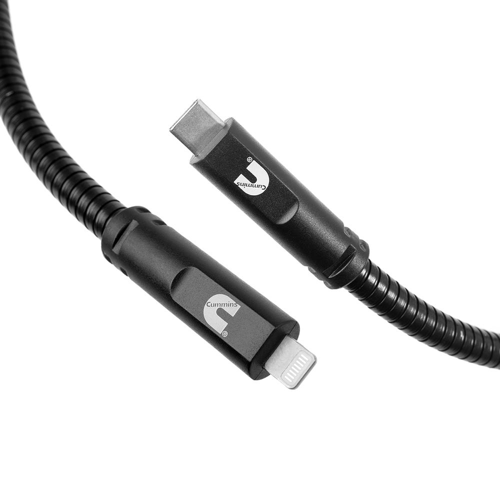 Cummins Steel Braided USB-C(R) Lightning(R) Charging Cord Compatible with Apple(R) Devices 4ft CMN4701. Picture 1