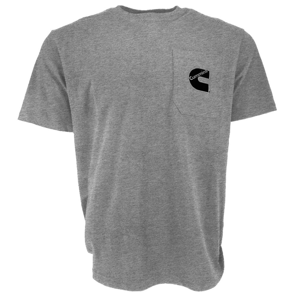 Cummins Unisex T-Shirt Short Sleeve Sport Gray Pocket Tee CMN4752  - Small. Picture 1