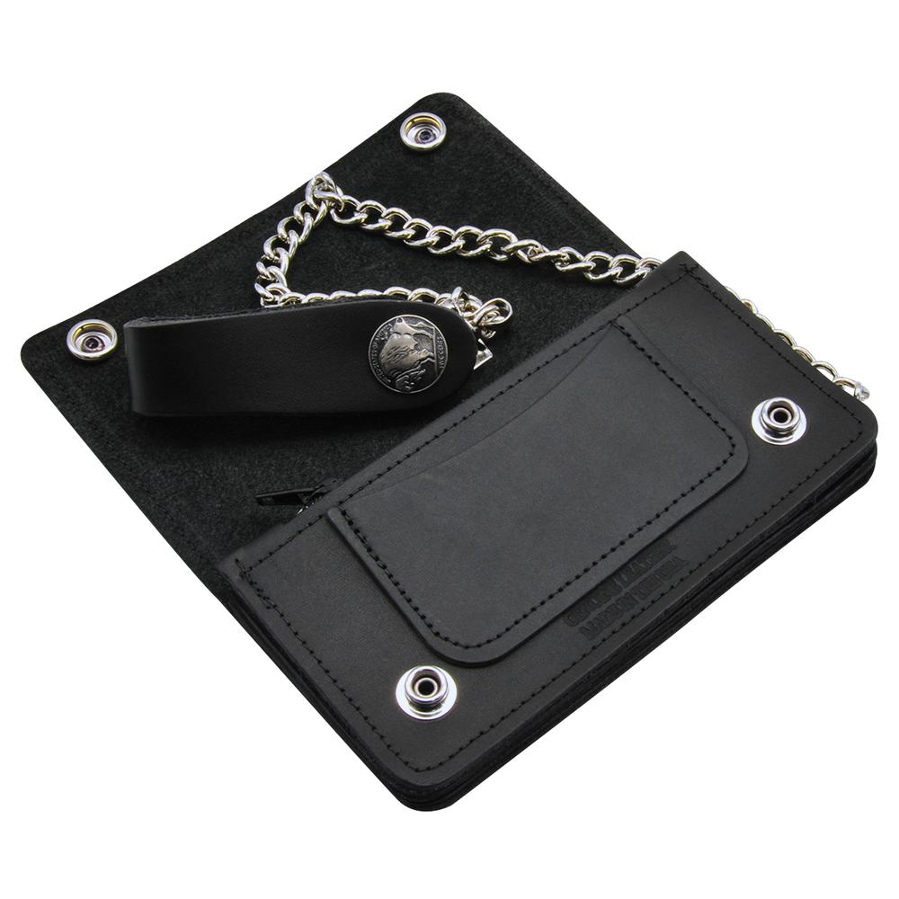 Mens Wallet with Chain Leather Bifold Buffalo Nickel Snaps and Belt Loop Fastener CW6N. Picture 2