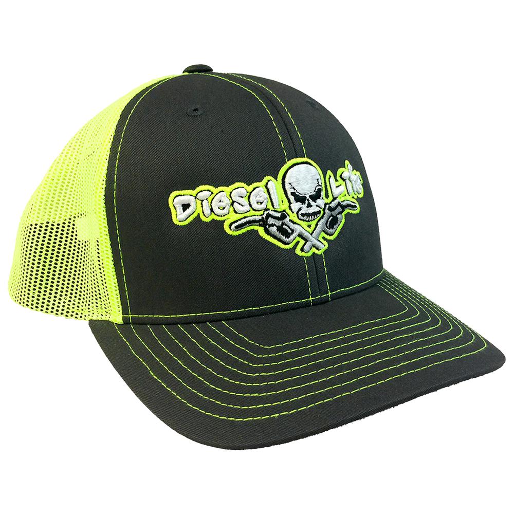 Diesel Life Snapback Trucker Hat Flex Fit - Bright Green and White. Picture 1