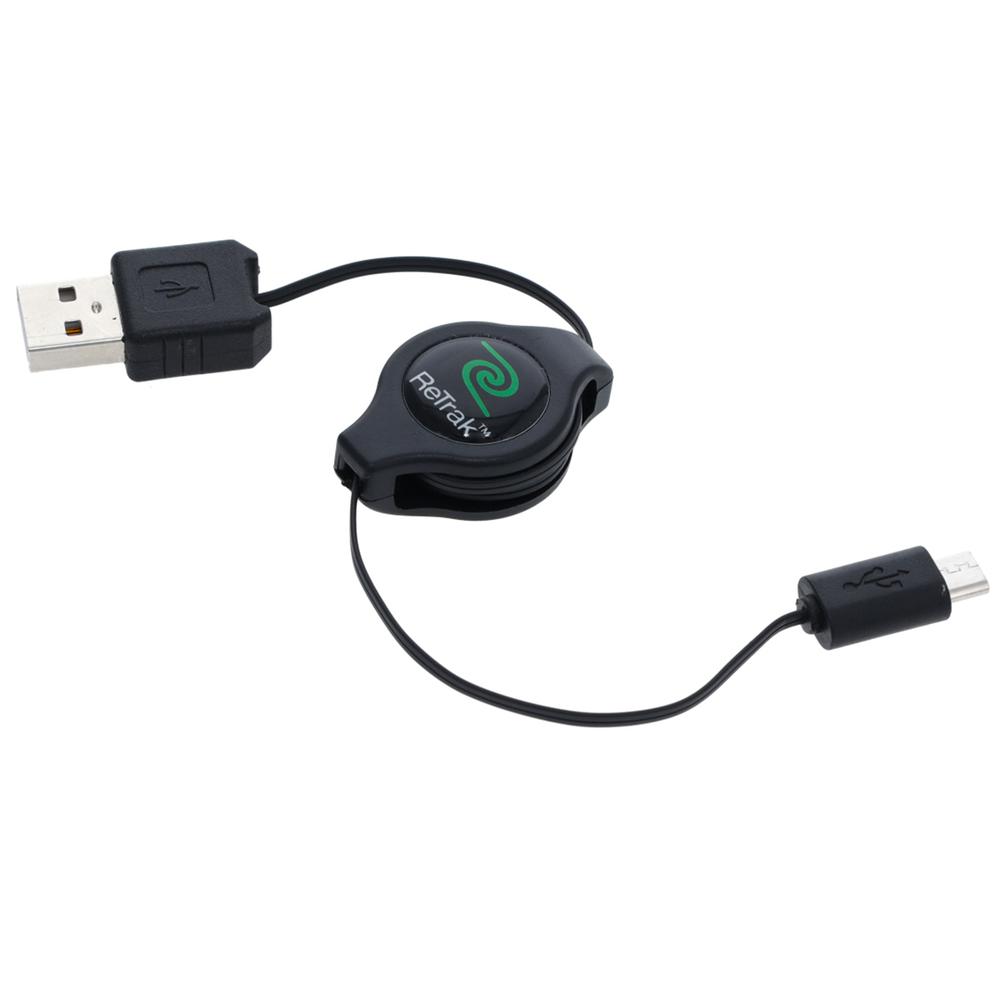 ReTrak Micro USB Cord Retractable Micro USB Charging Cable Black ETESM5. Picture 1