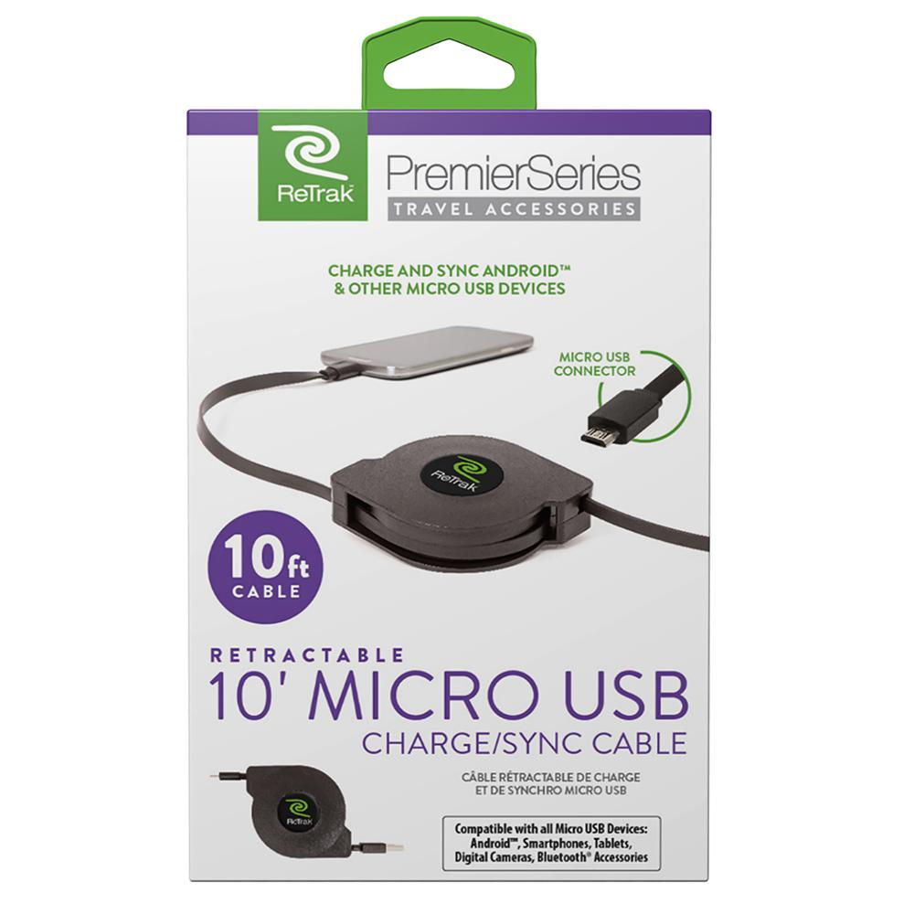 Premier Retractable 10ft Micro USB Cable. Picture 3