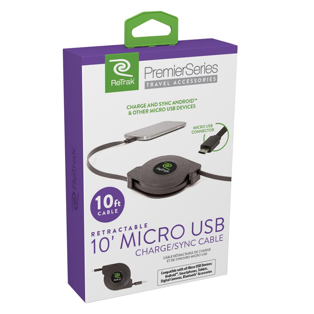 Premier Retractable 10ft Micro USB Cable. Picture 2