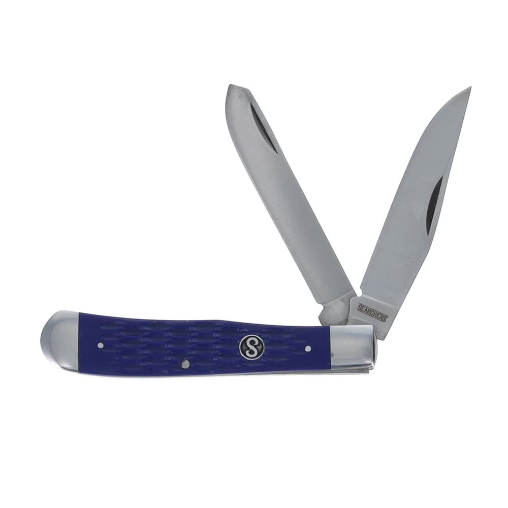 Scipio 2-Blade Trapper Pocket Knife FCC0002JBL - 3.25-Inch Long Clip and Spey Blades Impact-Resistant Folding Knife in Textured Blue. Picture 1