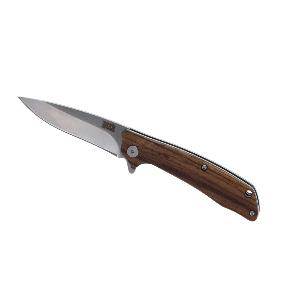 Scipio FRP0037ZW  Outlaw Ball Bearing Pocket Knife - Stainless Steel Folding Knife 3-Inch EDC - Zebrawood. Picture 4