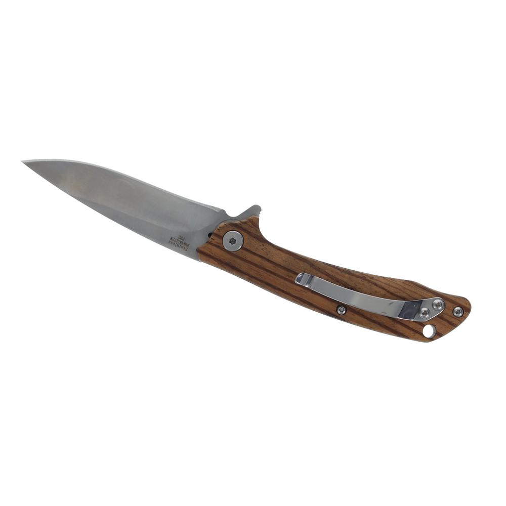 Scipio FRP0037ZW  Outlaw Ball Bearing Pocket Knife - Stainless Steel Folding Knife 3-Inch EDC - Zebrawood. Picture 5