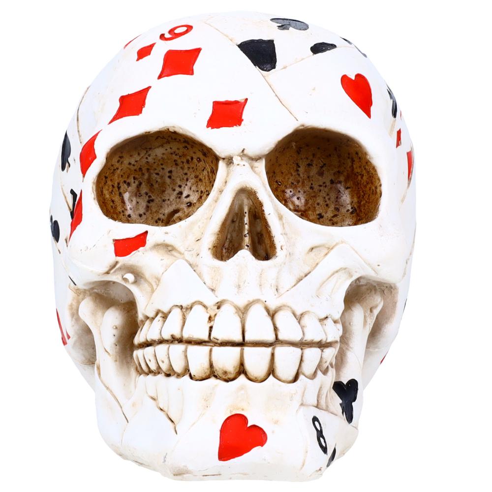 Resin Sugar Skull White Deck of Cards Design P714622 - Card Player Halloween Decoration Gothic DOD Skeleton Head Dia de los Muertos - Card Suits. Picture 1
