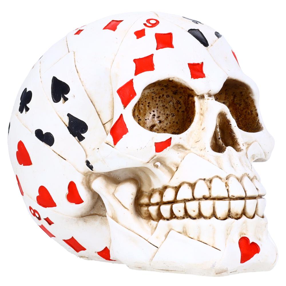 Resin Sugar Skull White Deck of Cards Design P714622 - Card Player Halloween Decoration Gothic DOD Skeleton Head Dia de los Muertos - Card Suits. Picture 2