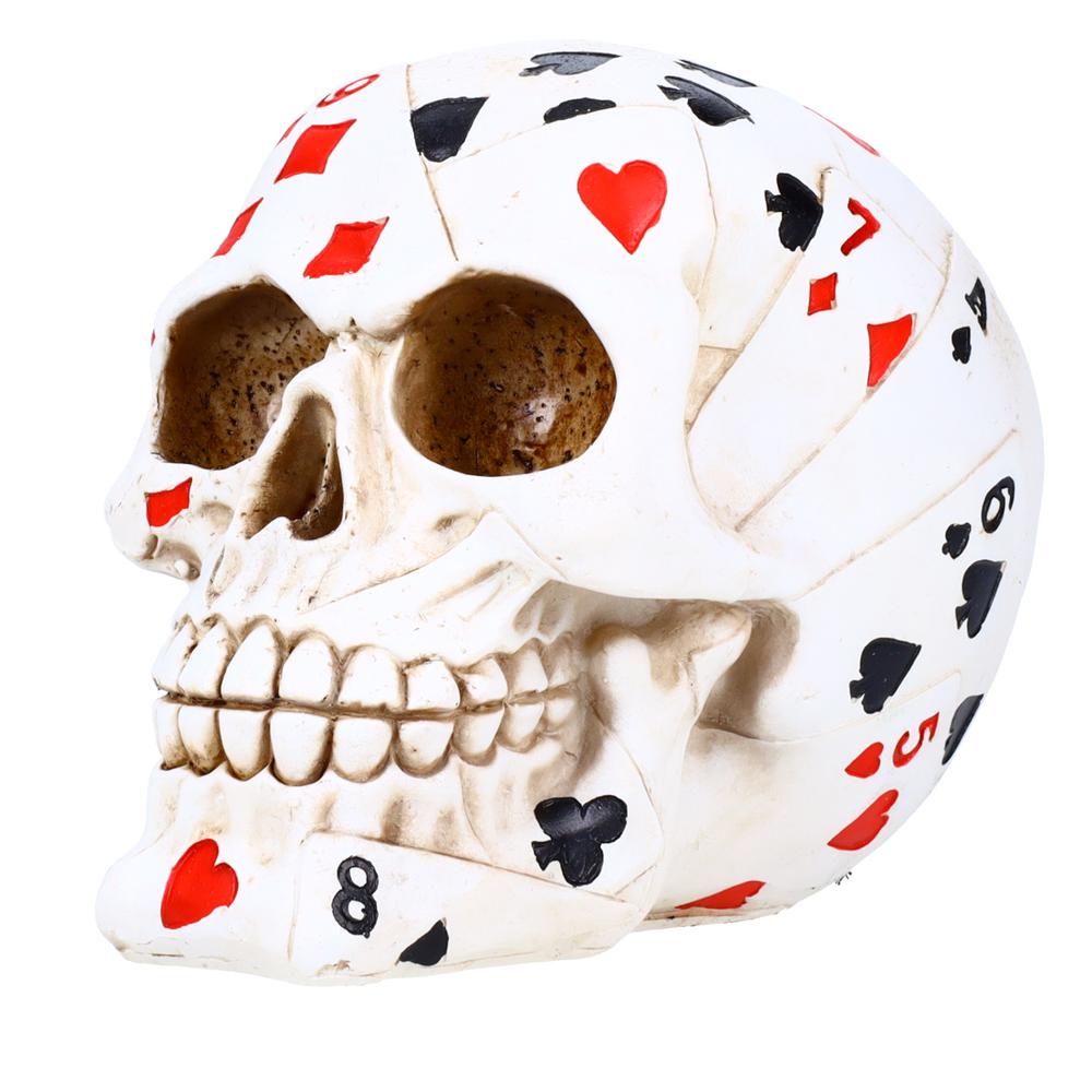 Resin Sugar Skull White Deck of Cards Design P714622 - Card Player Halloween Decoration Gothic DOD Skeleton Head Dia de los Muertos - Card Suits. Picture 3