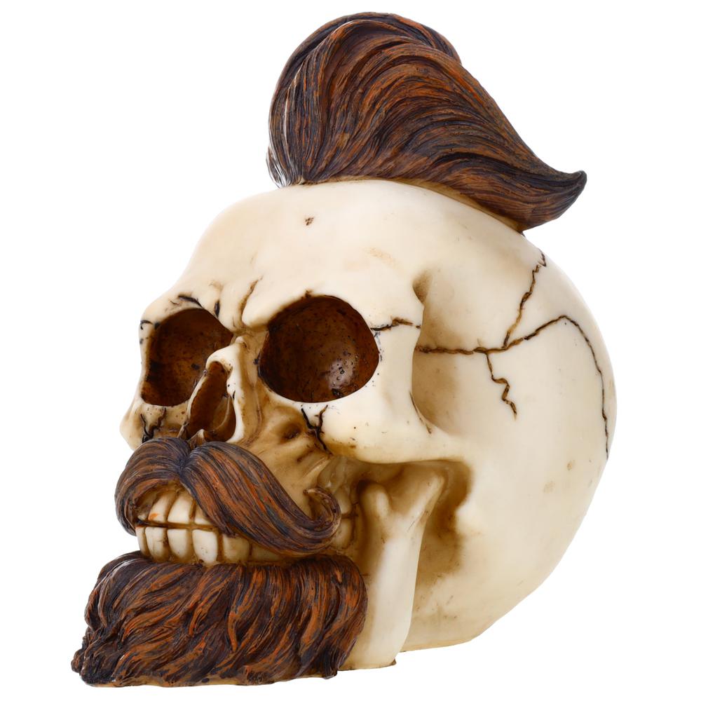 Resin Beard Skull P754836 - Winter Halloween Decoration Gothic DOD Skeleton Head Macabre Decor Collectible. Picture 3