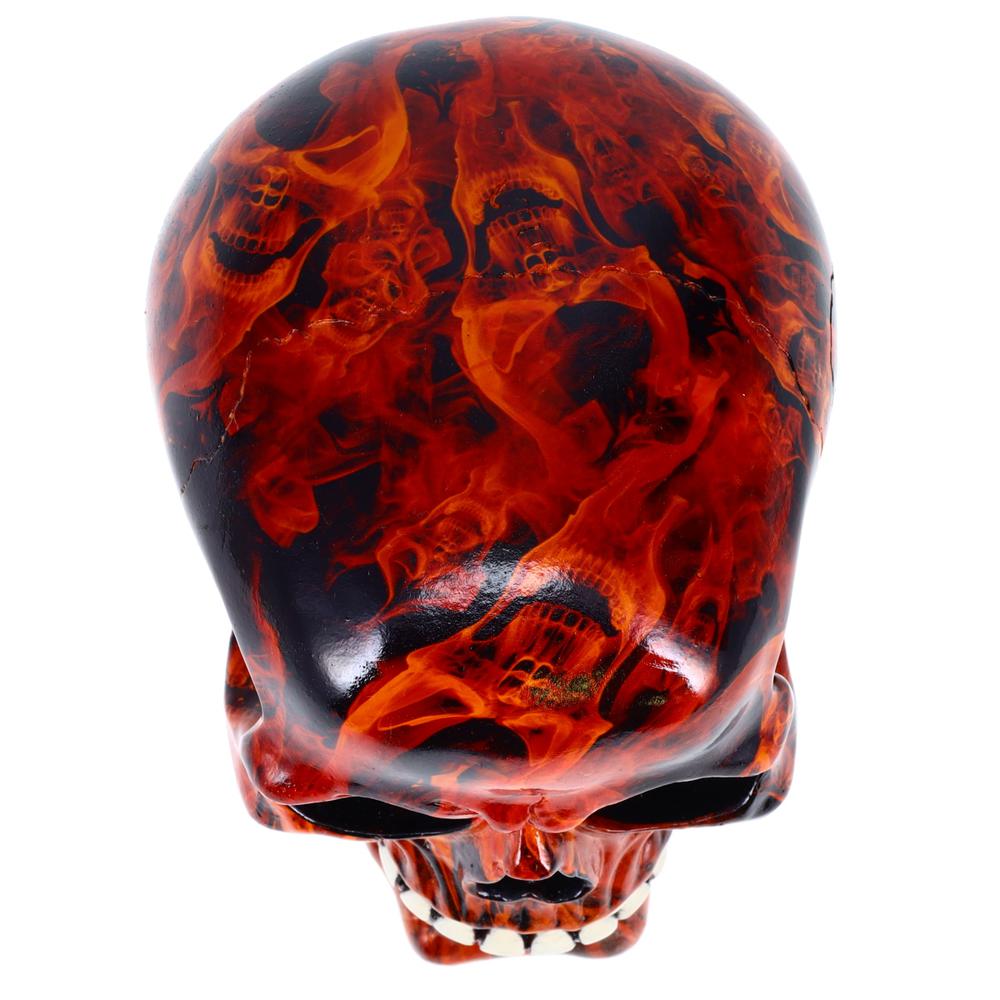 Resin Flame Skull Orange Day of the Dead Skull P754923 - Ghost Rider Halloween Decoration Gothic DOD Skeleton Head Dia de los Muertos - Orange. Picture 5