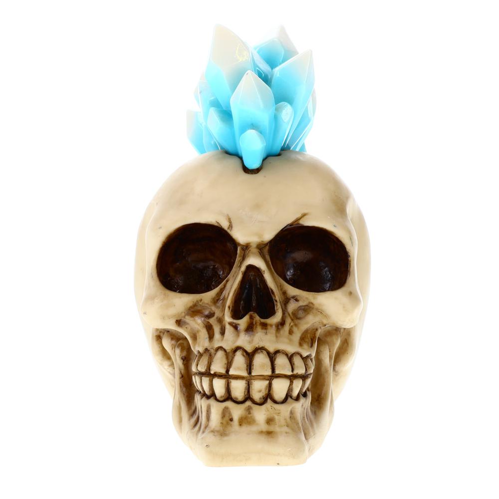 Resin Skull Icicle Mohawk Skull P784203 - Winter Halloween Decoration Gothic DOD Skeleton Head Dia de los Muertos - Mohawk. Picture 1