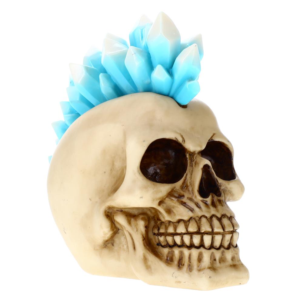 Resin Skull Icicle Mohawk Skull P784203 - Winter Halloween Decoration Gothic DOD Skeleton Head Dia de los Muertos - Mohawk. Picture 2