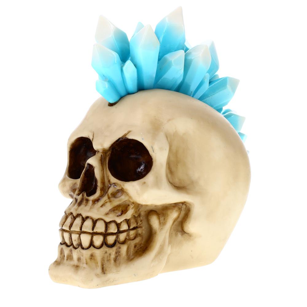 Resin Skull Icicle Mohawk Skull P784203 - Winter Halloween Decoration Gothic DOD Skeleton Head Dia de los Muertos - Mohawk. Picture 3