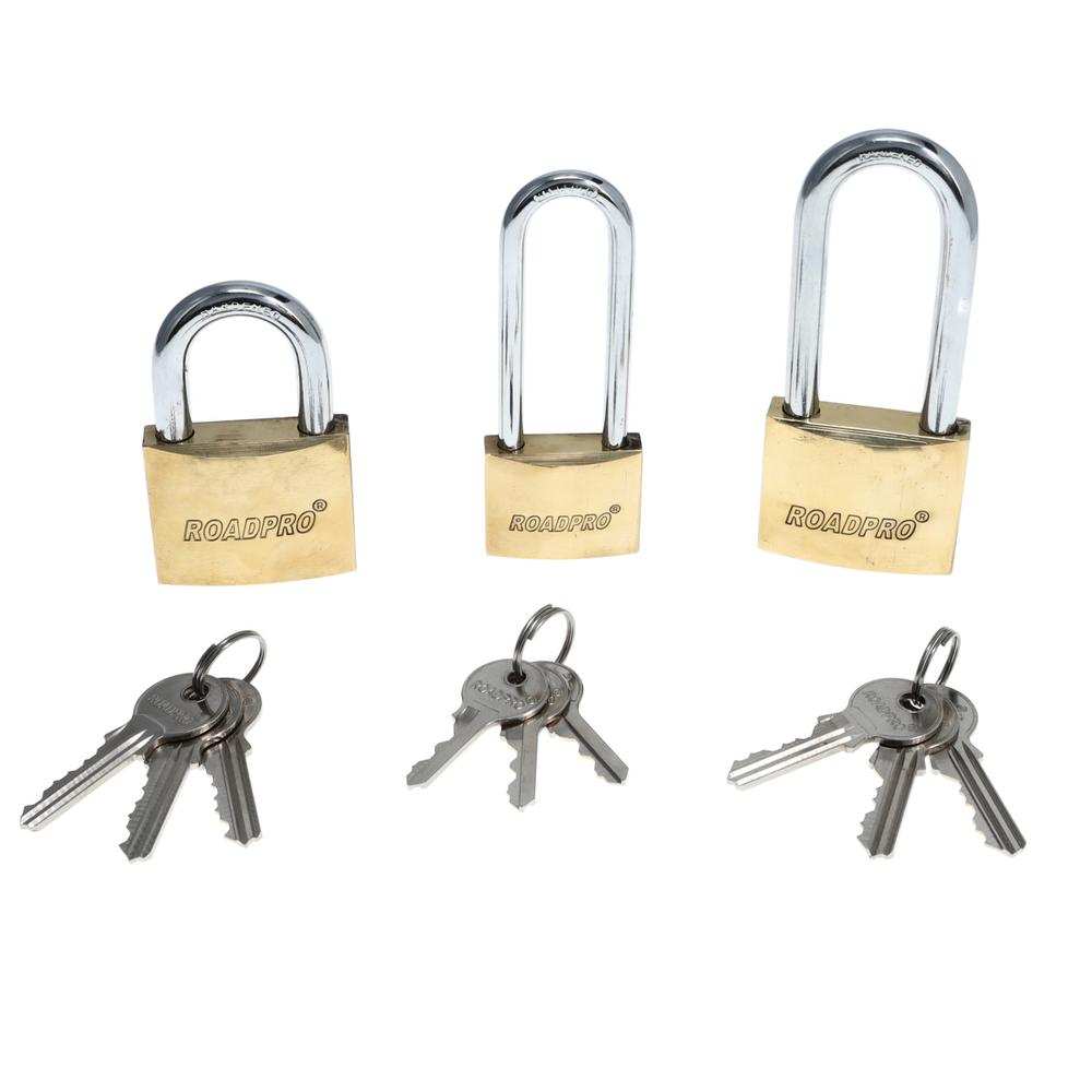 Solid Brass Padlock 3 Piece Set. Picture 1