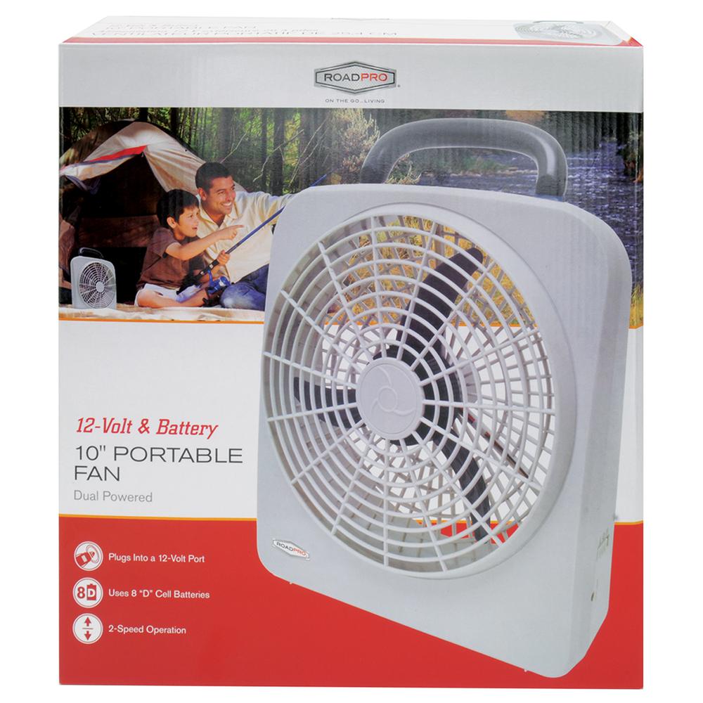 Portable Indoor Outdoor Fan 12-volt or Battery Dual Power Travel Fan 10-inch RP8000. Picture 3