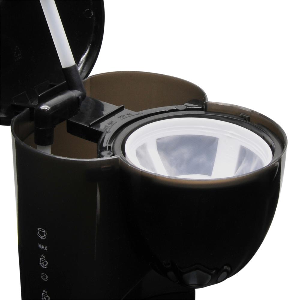 12V Coffee Maker with Glass Carafe Reusable Filter 20oz Capacity Black RPSC785. Picture 2