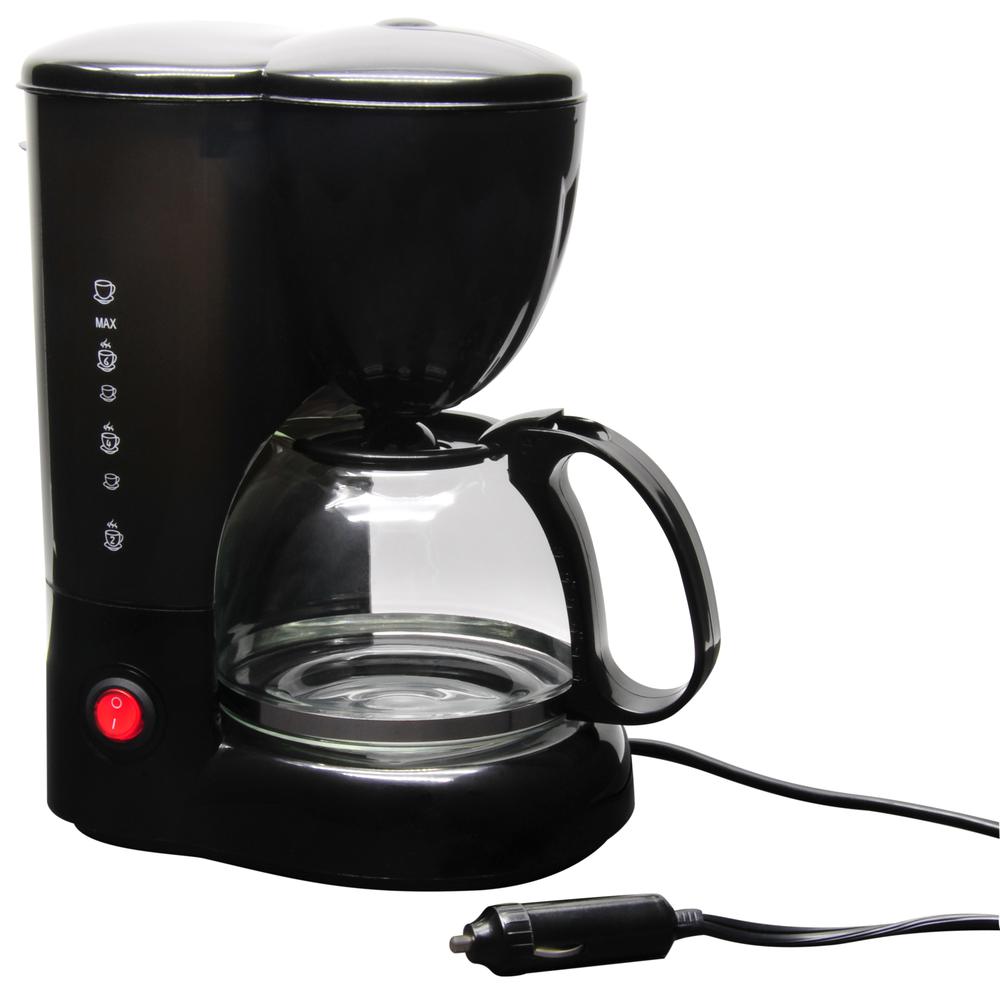 12V Coffee Maker with Glass Carafe Reusable Filter 20oz Capacity Black RPSC785. Picture 4