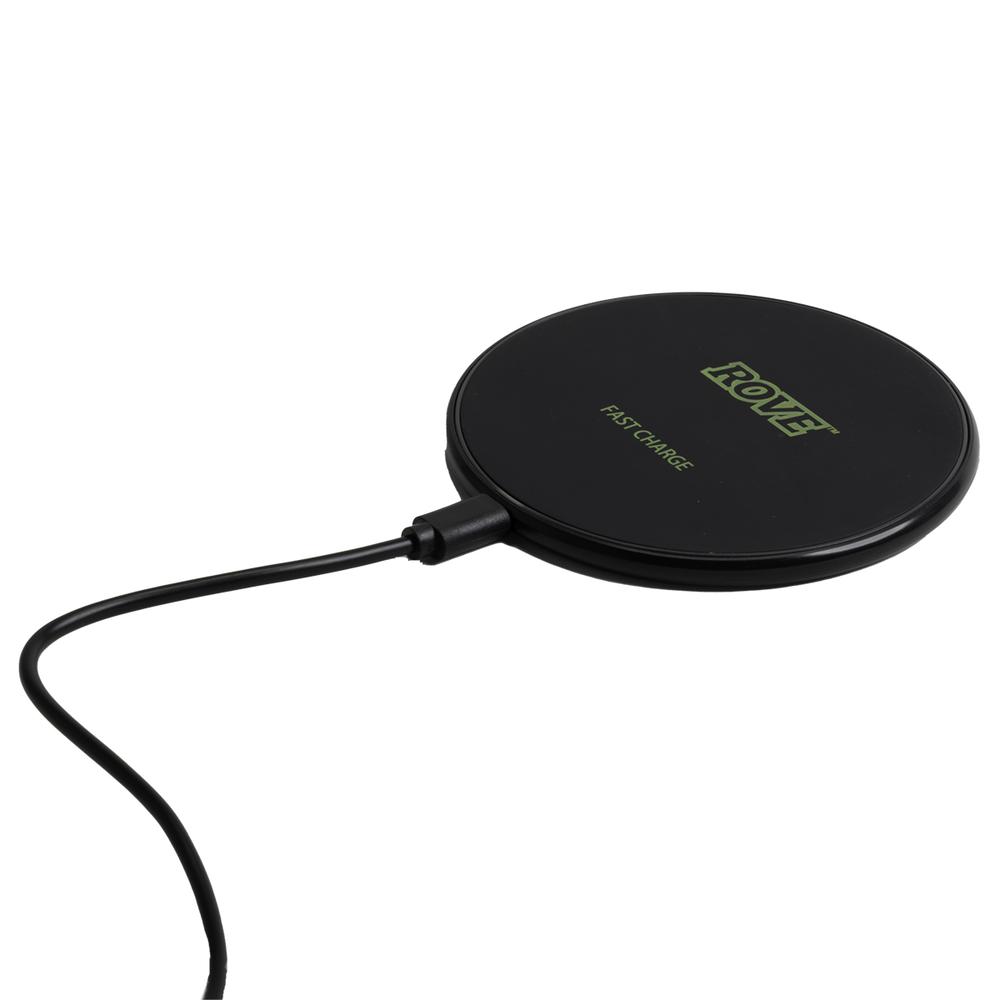 Rove RV03000 Wireless Charger 10W Qi Wireless Charging Pad for Qi Enabled Android or Apple Devices Slim Design 6ft Cord - Black. Picture 1