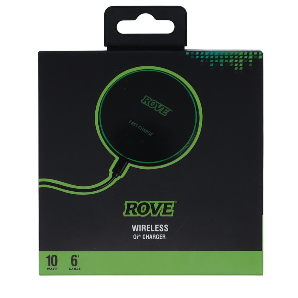 Rove RV03000 Wireless Charger 10W Qi Wireless Charging Pad for Qi Enabled Android or Apple Devices Slim Design 6ft Cord - Black. Picture 4