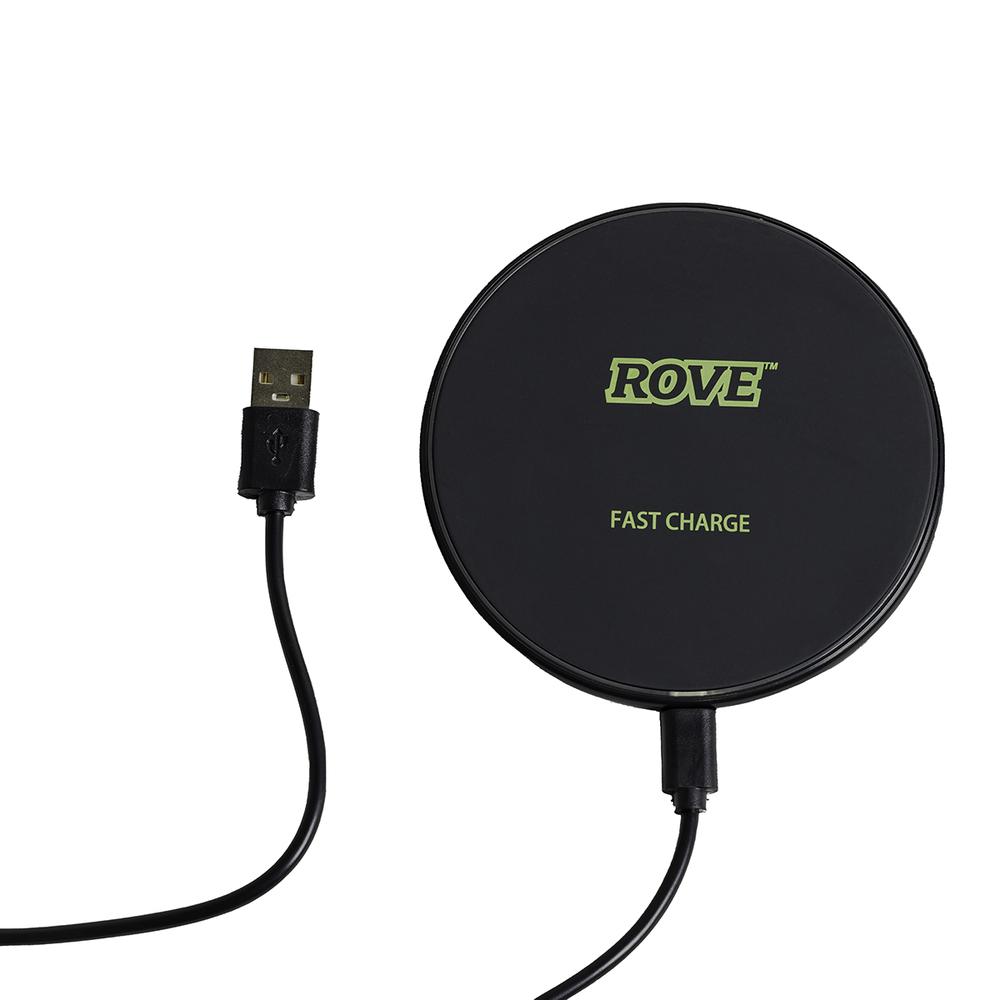 Rove RV03000 Wireless Charger 10W Qi Wireless Charging Pad for Qi Enabled Android or Apple Devices Slim Design 6ft Cord - Black. Picture 3