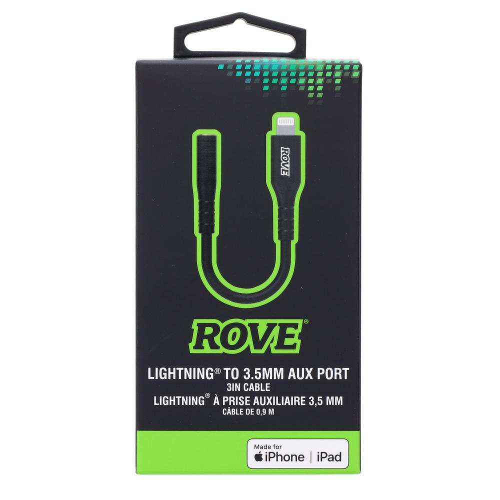 Rove RV069121 3-Inch Lightning(R) to 3.5MM Female Adapter Apple-Compatible Short Aux - Black. Picture 4