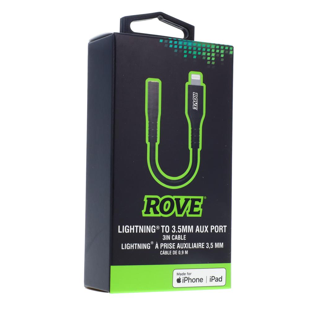 Rove RV069121 3-Inch Lightning(R) to 3.5MM Female Adapter Apple-Compatible Short Aux - Black. Picture 7