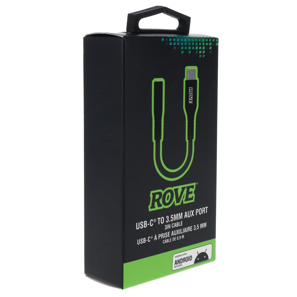 Rove RV069131 3in USB-C to 3.5 MM Headphone Jack Adapter USB-C(R) to Female Audio Adapter - Black. Picture 5