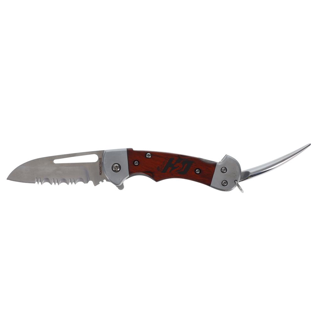 Scipio Sailors Pocket Knife SHDA02 with Marlin Spike - 2.5 Inch Serrate Blade Rigging Knife - Wood Handle. Picture 2