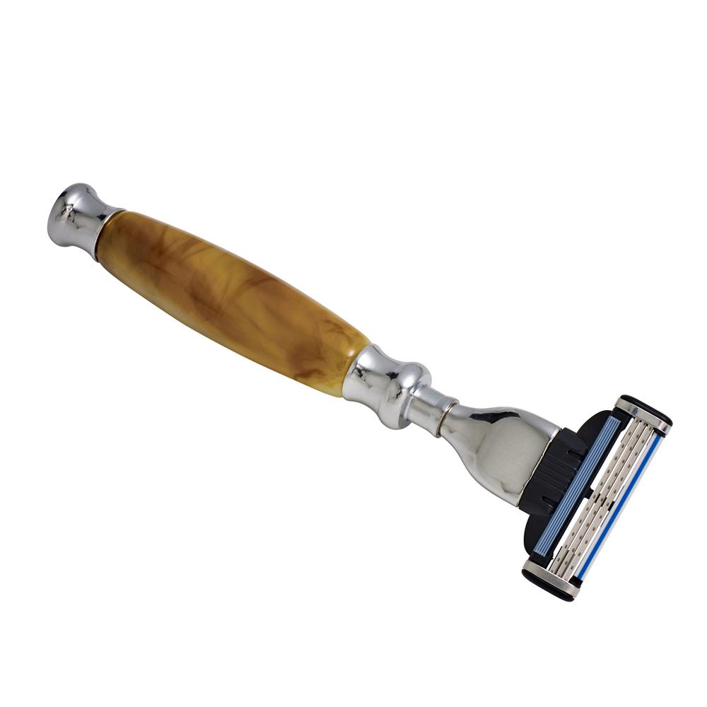 Union Razors SS1RZ Razor with Wood Tiger Eye Handle and Lubricating Strip - Reusable Mens Shaving Razor. Picture 6