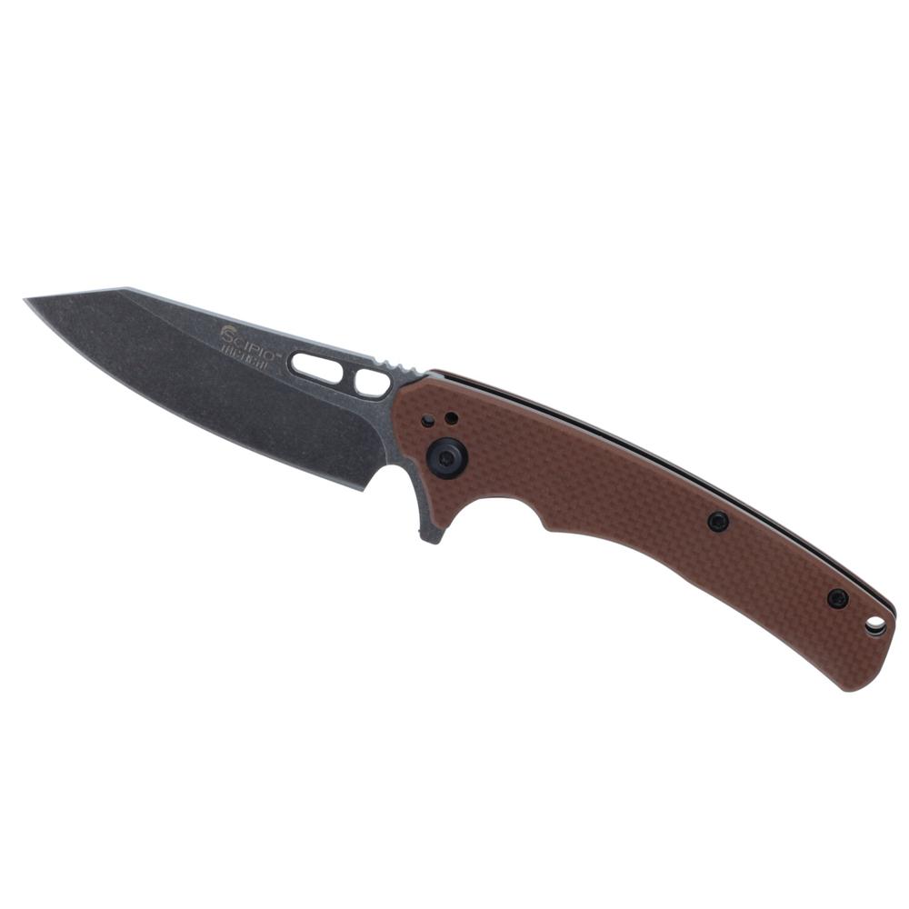 Scipio ST065T Ignite Pocket Knife - Tactical Pivot System Pocketknife with 3.25-Inch Blade and Textured Grip Handle - Tan. Picture 1
