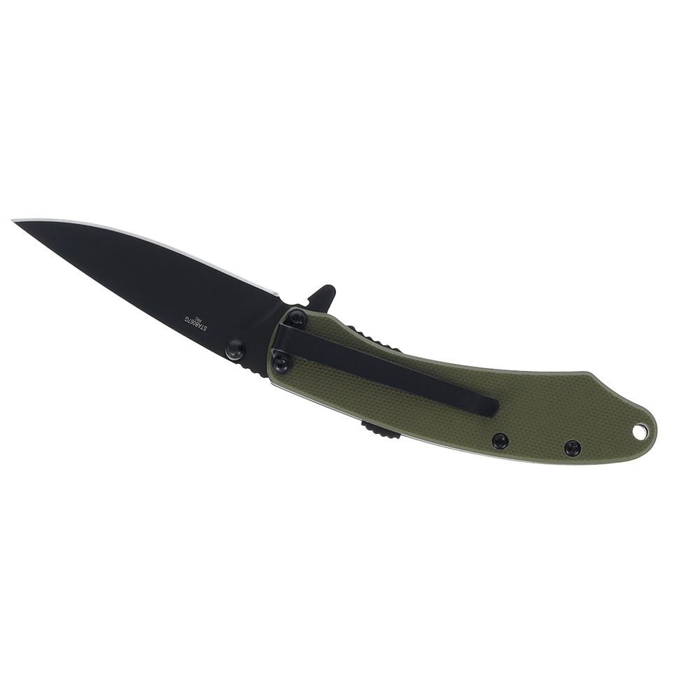 Scipio ST067G Flipper Spring Assisted Pocket Knife - Stainless Steel Folding Knife 3-Inch Blade G10 Handle Ember Assisted-Opening - Green. Picture 4