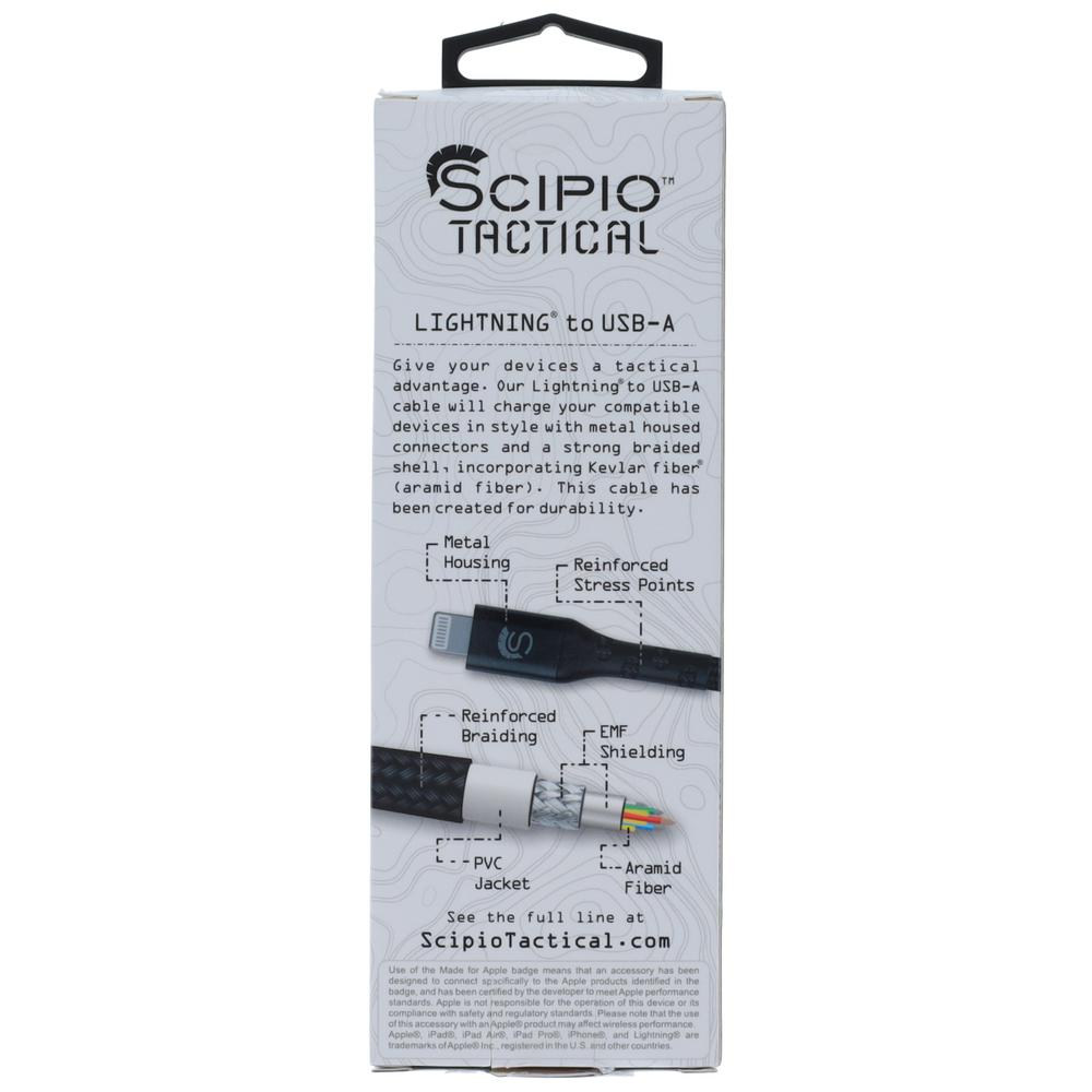 Scipio 4ft Kevlar Lightning to USB-A Braided Cable  STLIGHTA4 - Lightning to Type A Charging Cord Black. Picture 4