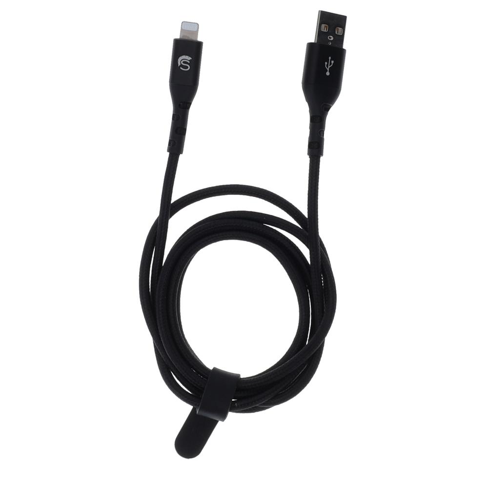 Scipio 4ft Kevlar Lightning to USB-A Braided Cable  STLIGHTA4 - Lightning to Type A Charging Cord Black. Picture 2