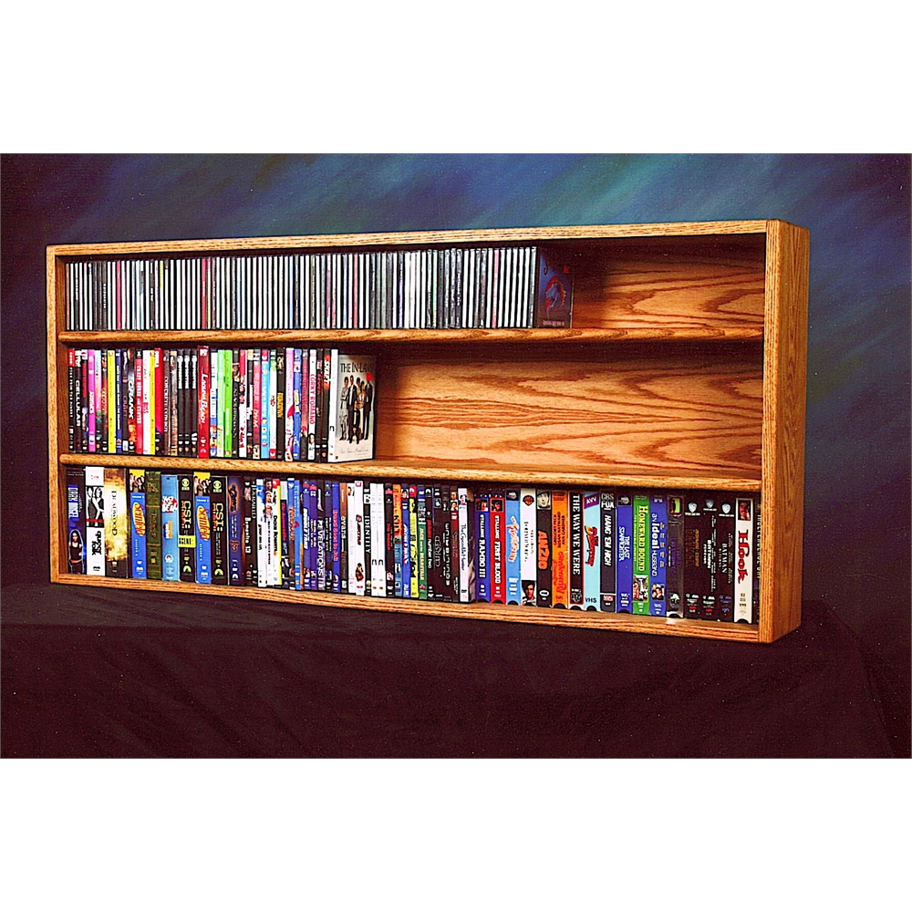 Solid Oak Wall or Shelf Mount for CD and DVD/VHS tape/Book Cabinet. The main picture.