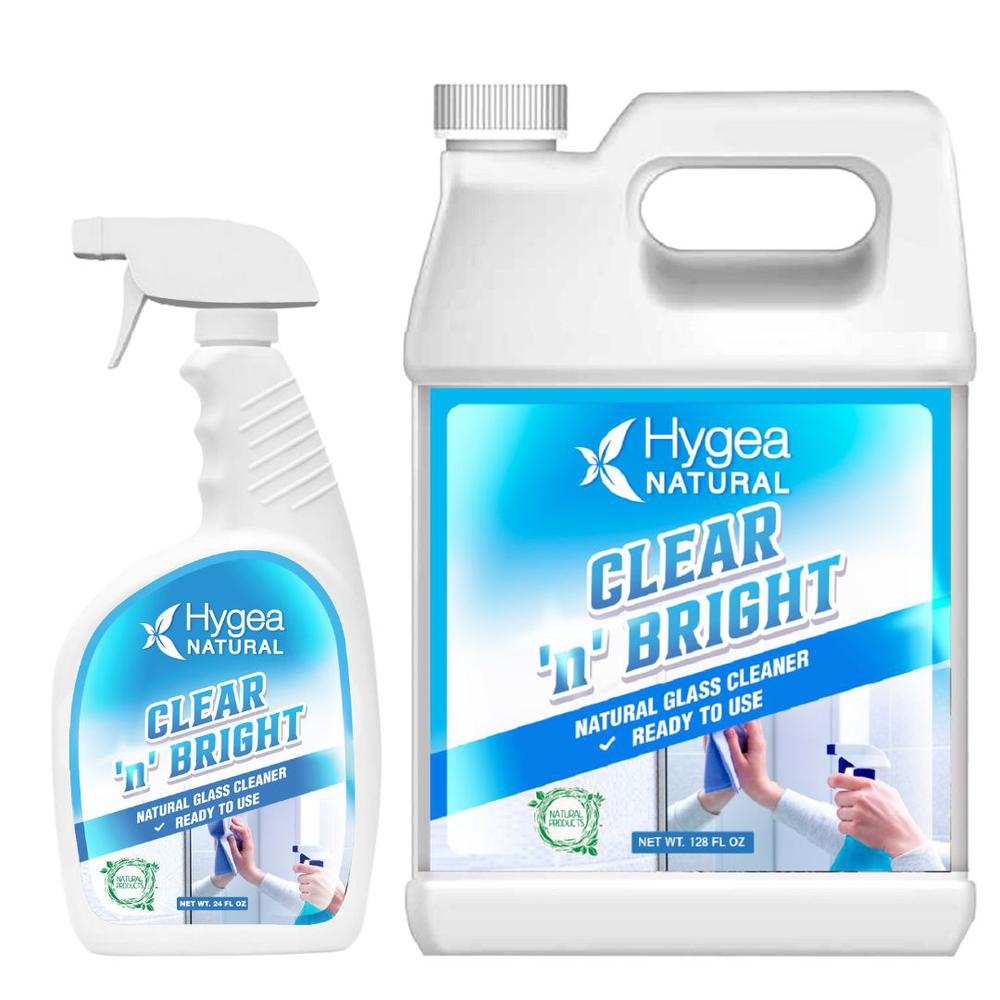 Clear 'n' Bright - Natural Glass Cleaner Ready to Use 24oz Spray + Refill. Picture 1