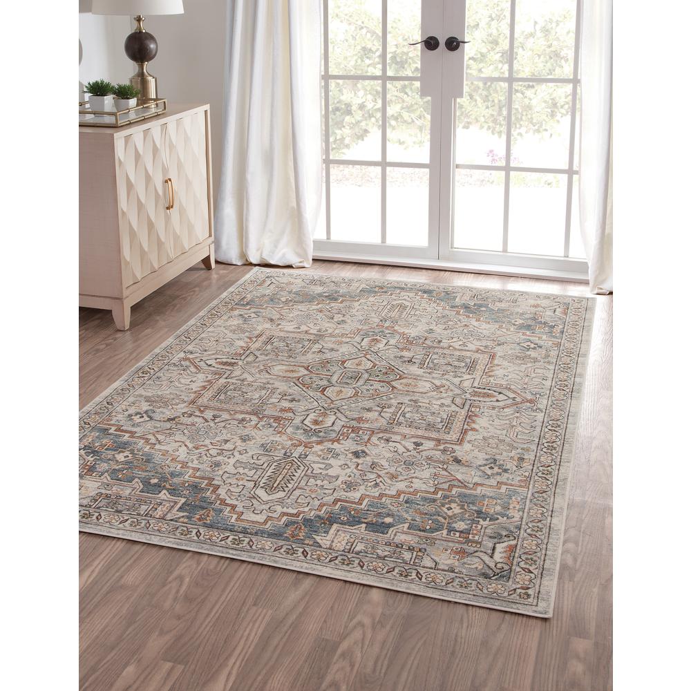 Sonoma Emperial Natural/ Rust/ Blue Viscose Area Rug, 7'10" x 10'1". Picture 1