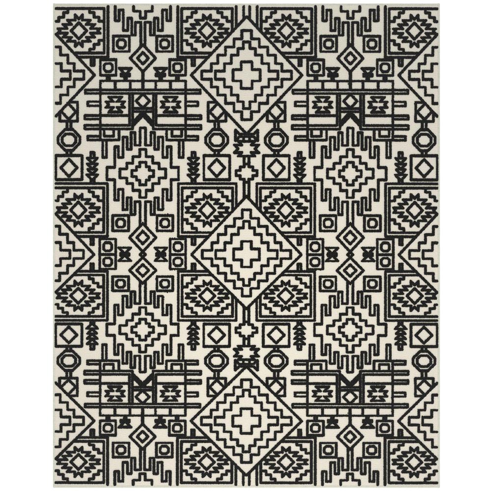 Napa Mercana Ivory and Black Chenille High-Low Area Rug, 5'3" x 7'6". Picture 1
