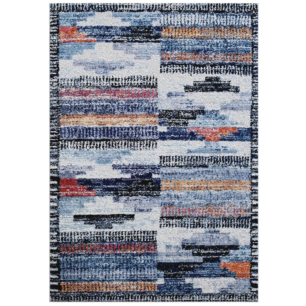 Sedona Larkin Blue, Multi-color Polyester Area Rug, 5'3" x 7'6". Picture 1