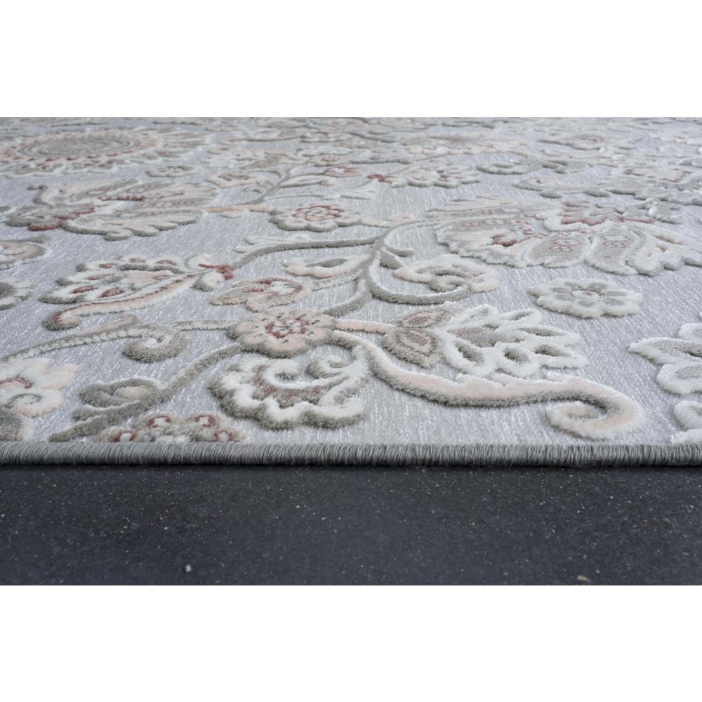 Napa Lily Gray, Ivory, Blush Chenille and Viscose High - Low Area Rug, 7'10" x 10'9". Picture 6