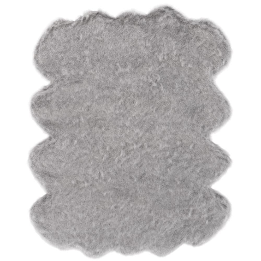 Gloss Dark Grey Faux Fur Area Rug, 6' x 7'5". The main picture.