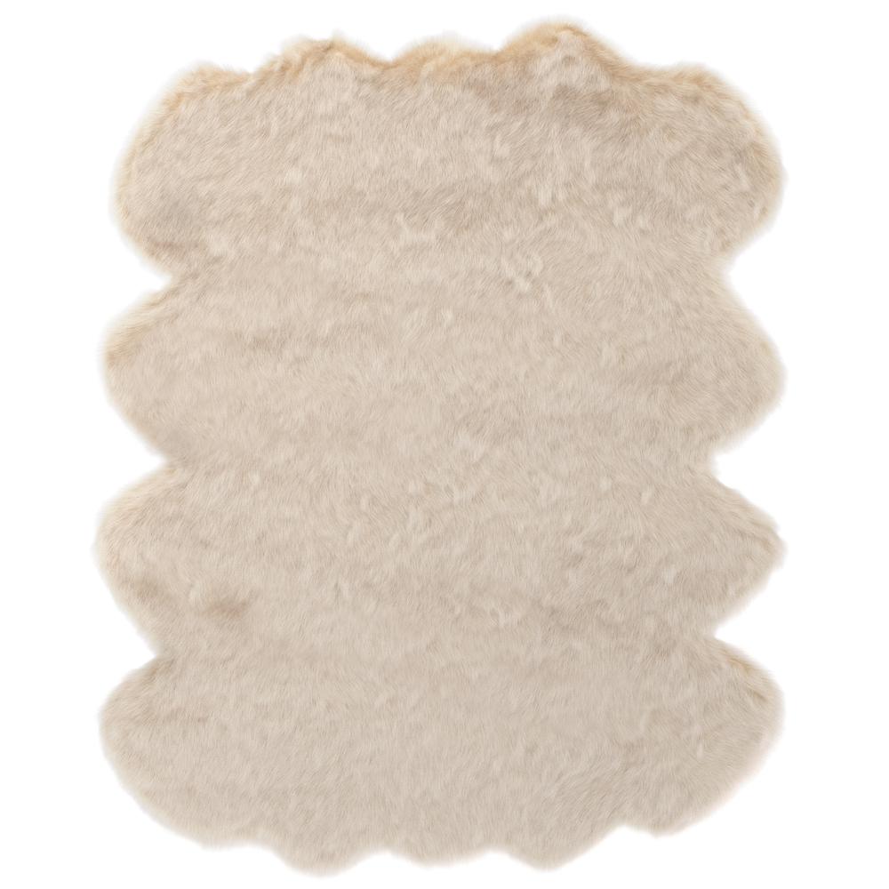 Gloss Beige Faux Fur Area Rug, 2' x 3'. Picture 1
