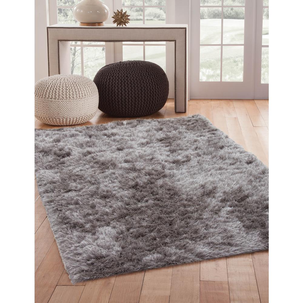 Luxe Shag Grey Area Rug, 5' x 8'. Picture 1